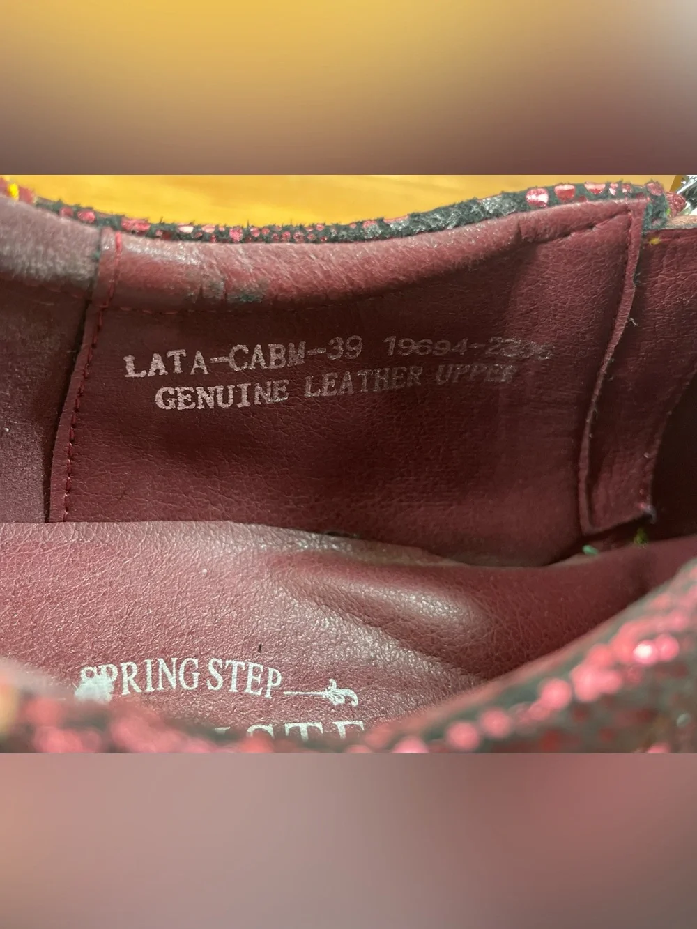 L'Artiste Spring Step Lata Womens Size 8.5 EU 39 Burgundy Leather Floral Loafers